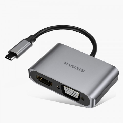 Cáp chuyển đổi Hagibis 2in1 USB-C to 4K HDMI/VGA