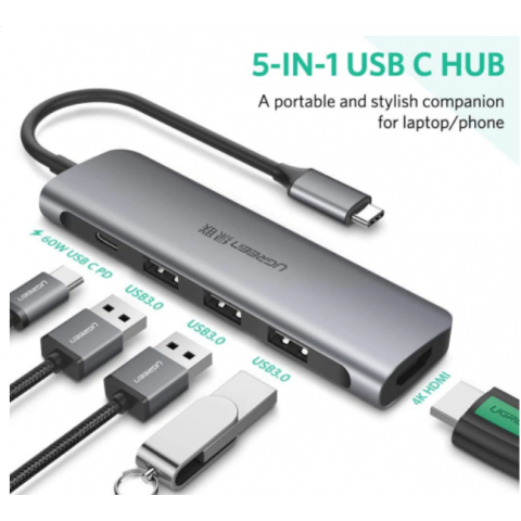 Cáp USB type-C sang HDMI/ Hub USB 3.0 Ugreen 50209