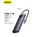 Cổng chuyển 6in1 USB-C to HDMI/VGA/USB/C Baseus